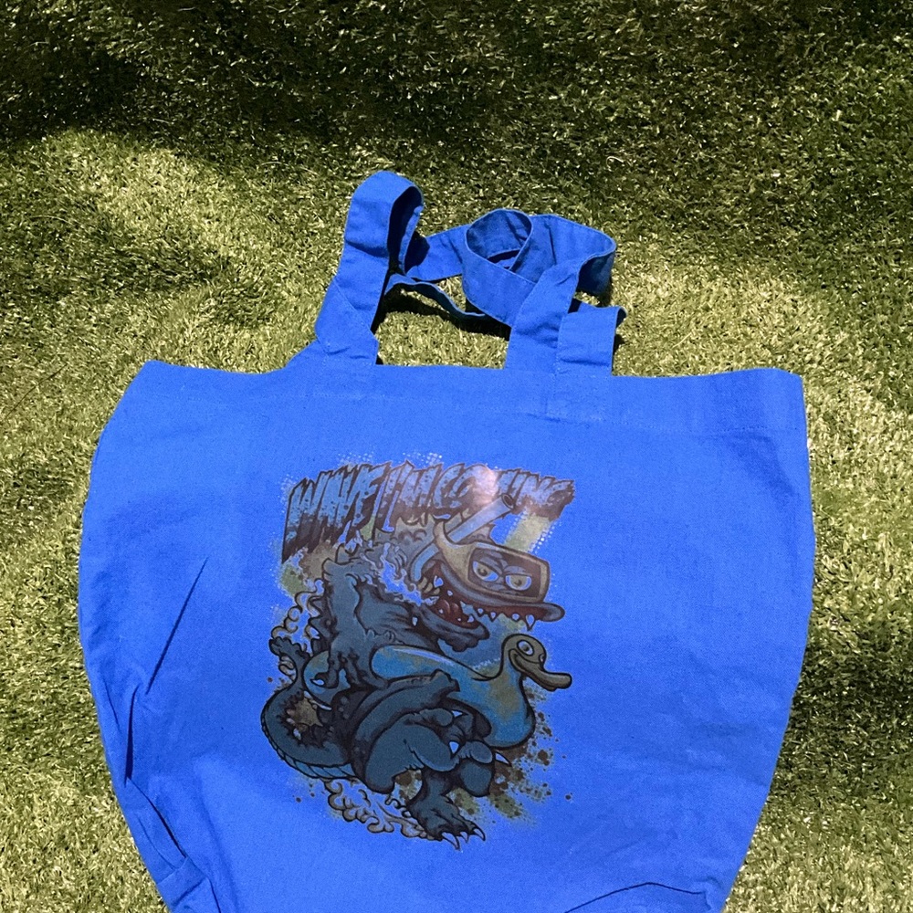 Blue Tote Bag with Beach Theme.